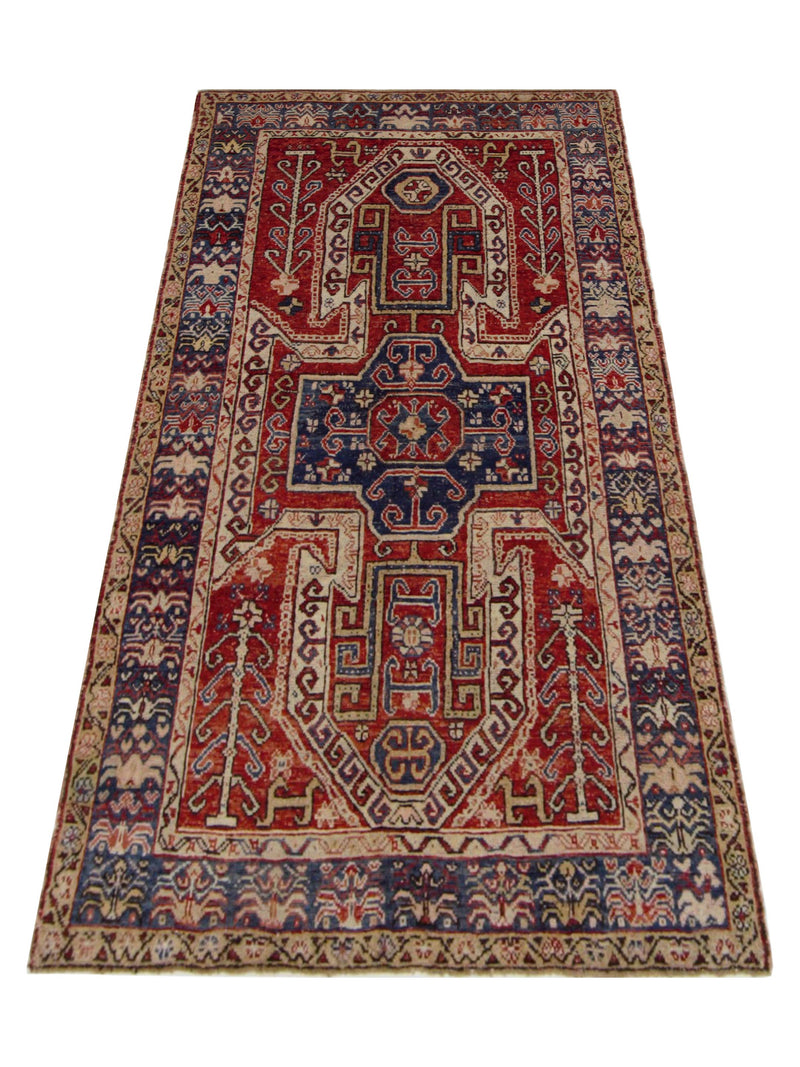 Pacific Anatolian 43221 Red Blue Transitional Hand Knotted Rug