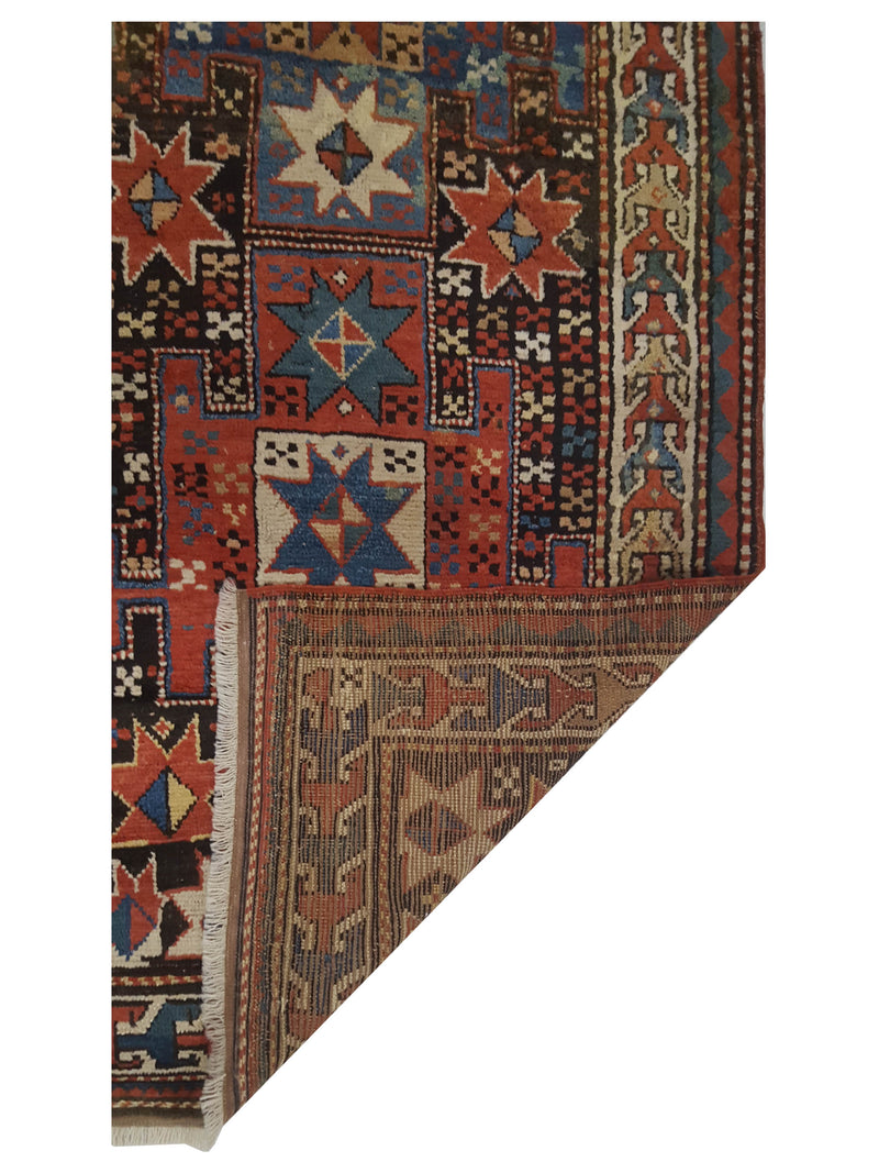 Fasa Antique Kazak 43231 Orange Multi Traditional Antique Rug