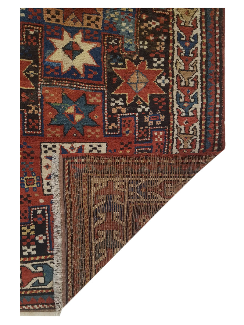 Fasa Antique Kazak 43231 Orange Multi Traditional Antique Rug
