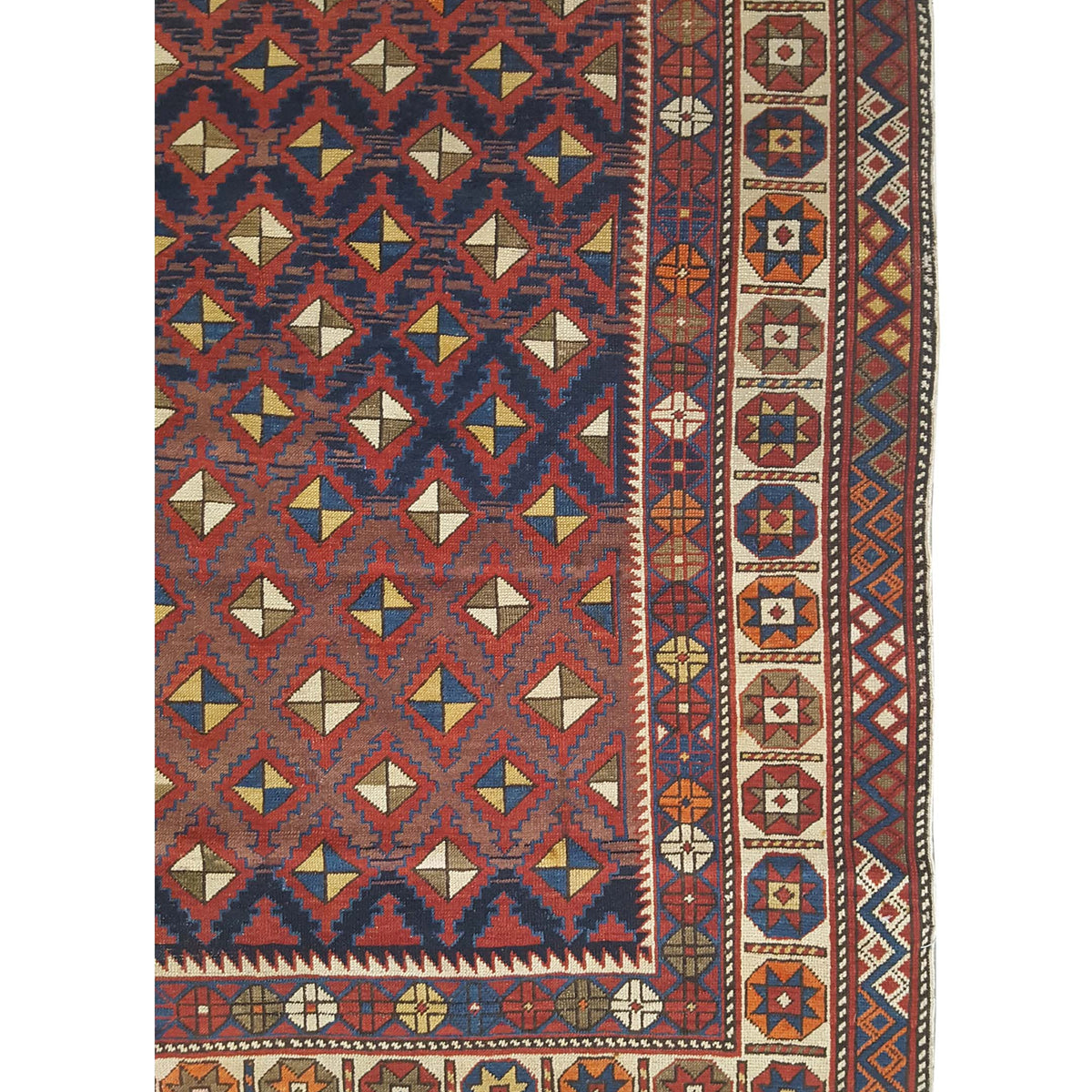 Pacific Shirvan 43232 Burgundy Ivory Traditional Hand Knotted Rug