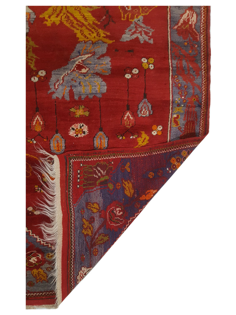 Pacific Antique Ushak 43239 Orange Blue Transitional Antique Rug