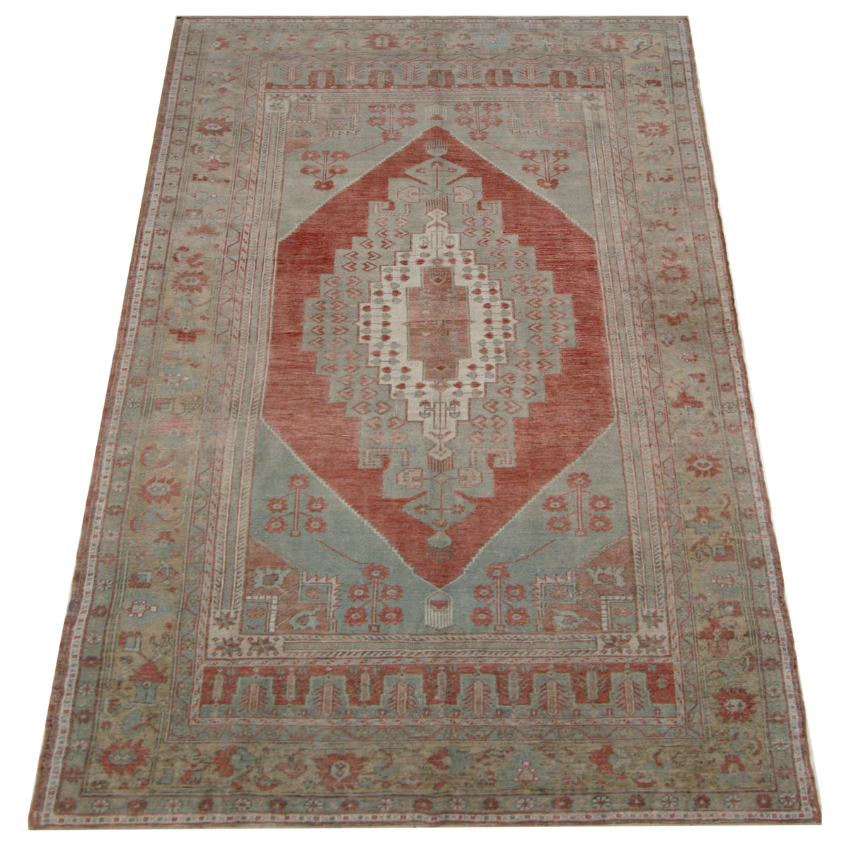 Pacific Anatolian 43242 Rust Teal Transitional Hand Knotted Rug
