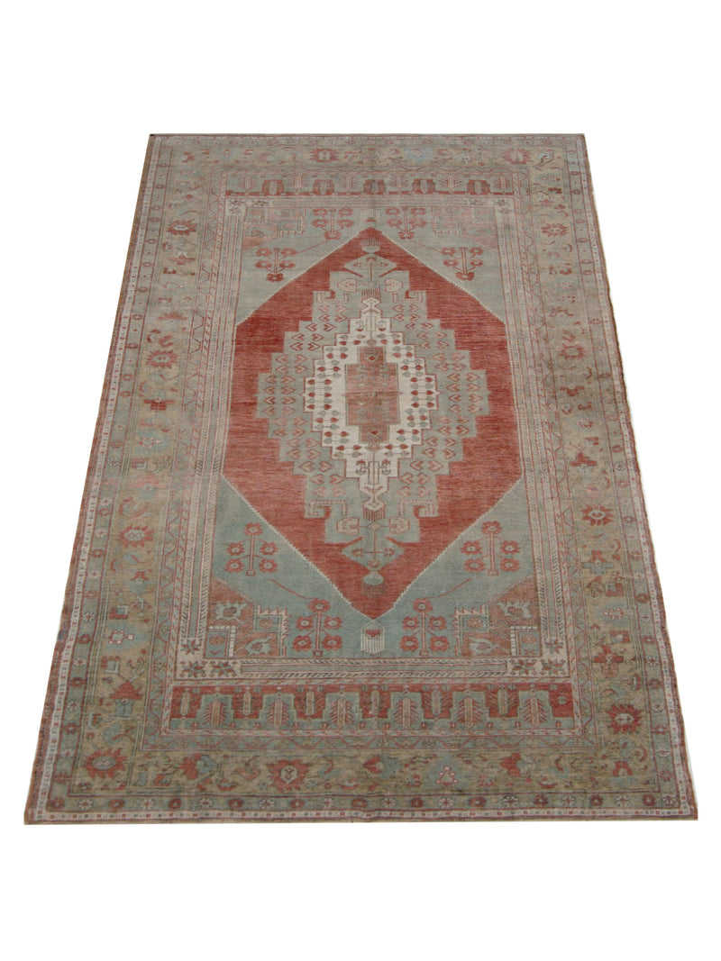 Pacific Anatolian 43242 Rust Teal Transitional Hand Knotted Rug