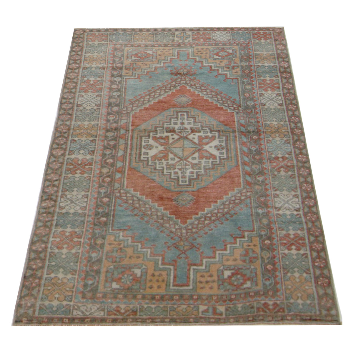 Pacific Anatolian 43255 Rust Blue Transitional Hand Knotted Rug