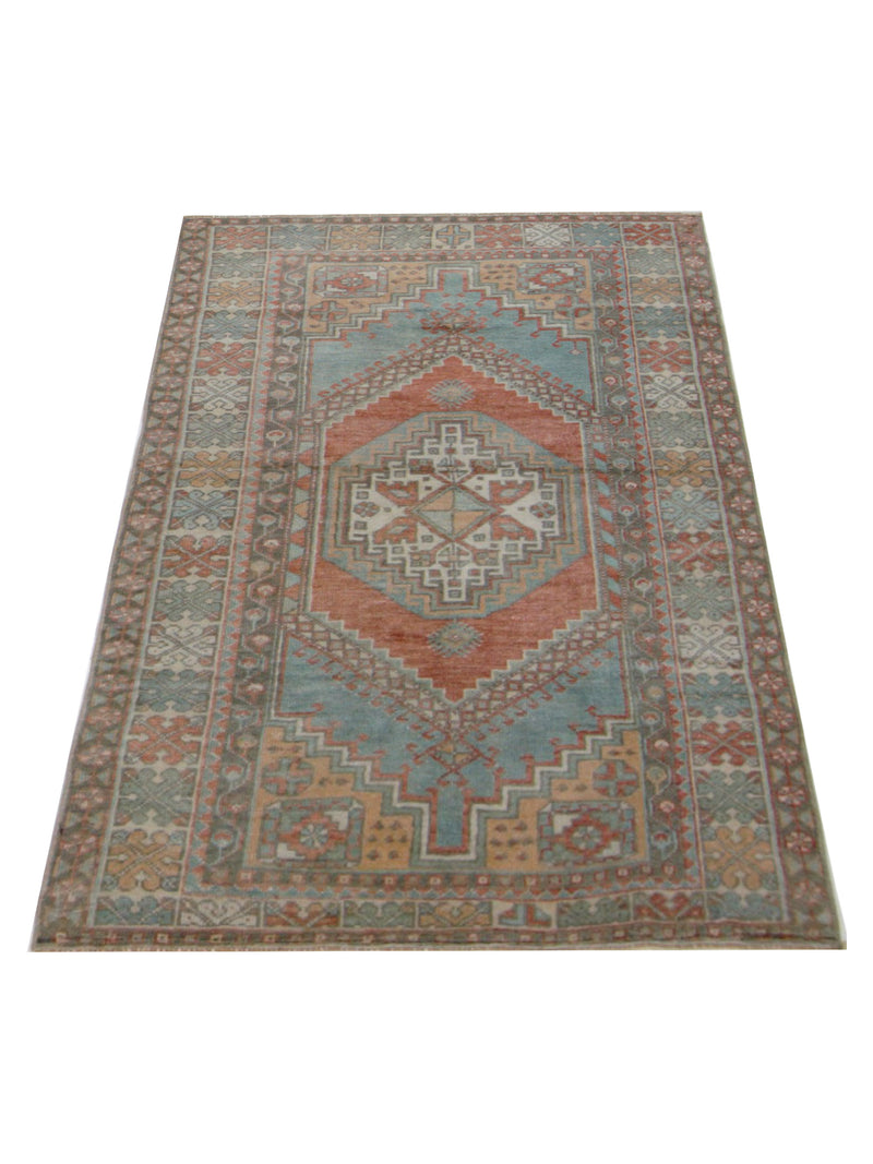 Pacific Anatolian 43255 Rust Blue Transitional Hand Knotted Rug