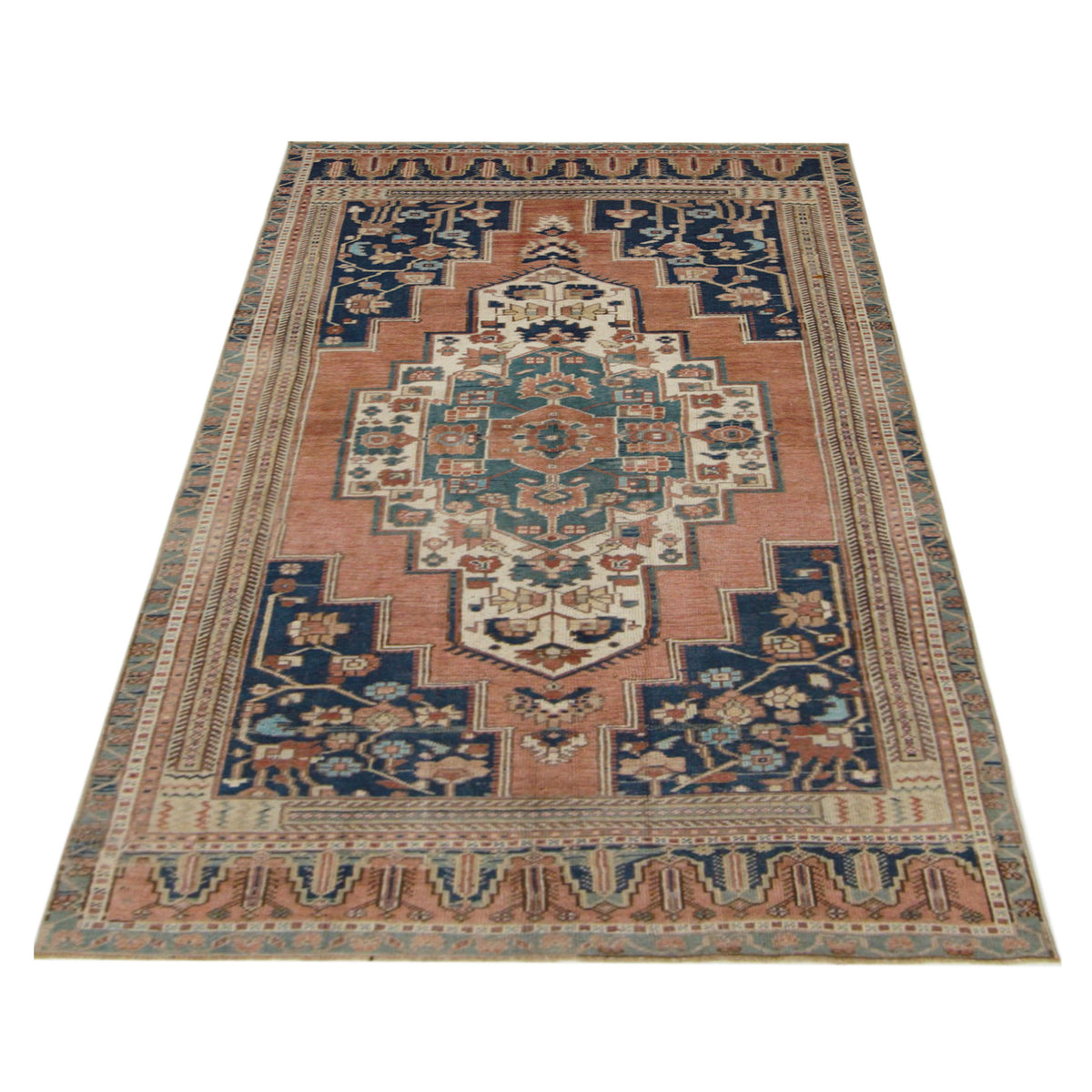 Pacific Anatolian 43256 Rust Blue Transitional Hand Knotted Rug