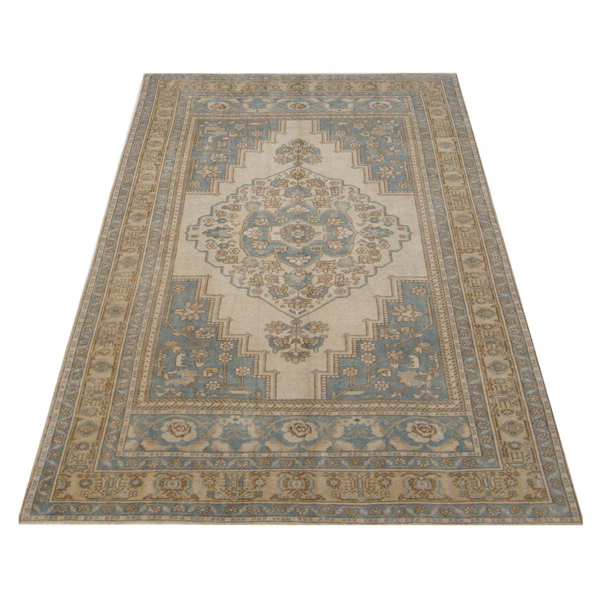 Pacific Anatolian 43258 Beige Green Transitional Hand Knotted Rug