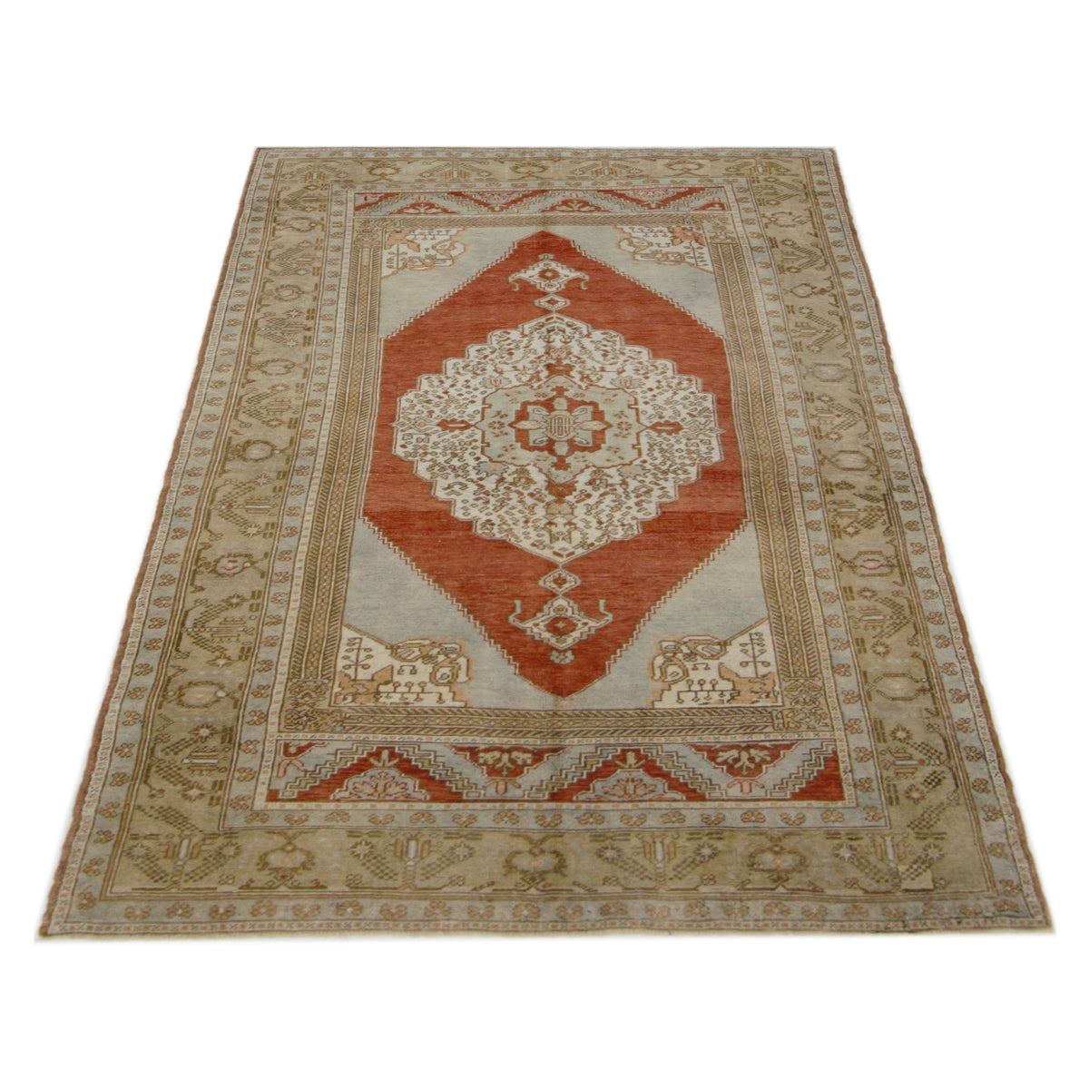 Pacific Anatolian 43260 Rust Green Transitional Hand Knotted Rug