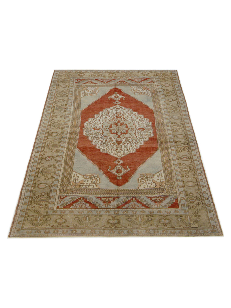 Pacific Anatolian 43260 Rust Green Transitional Hand Knotted Rug