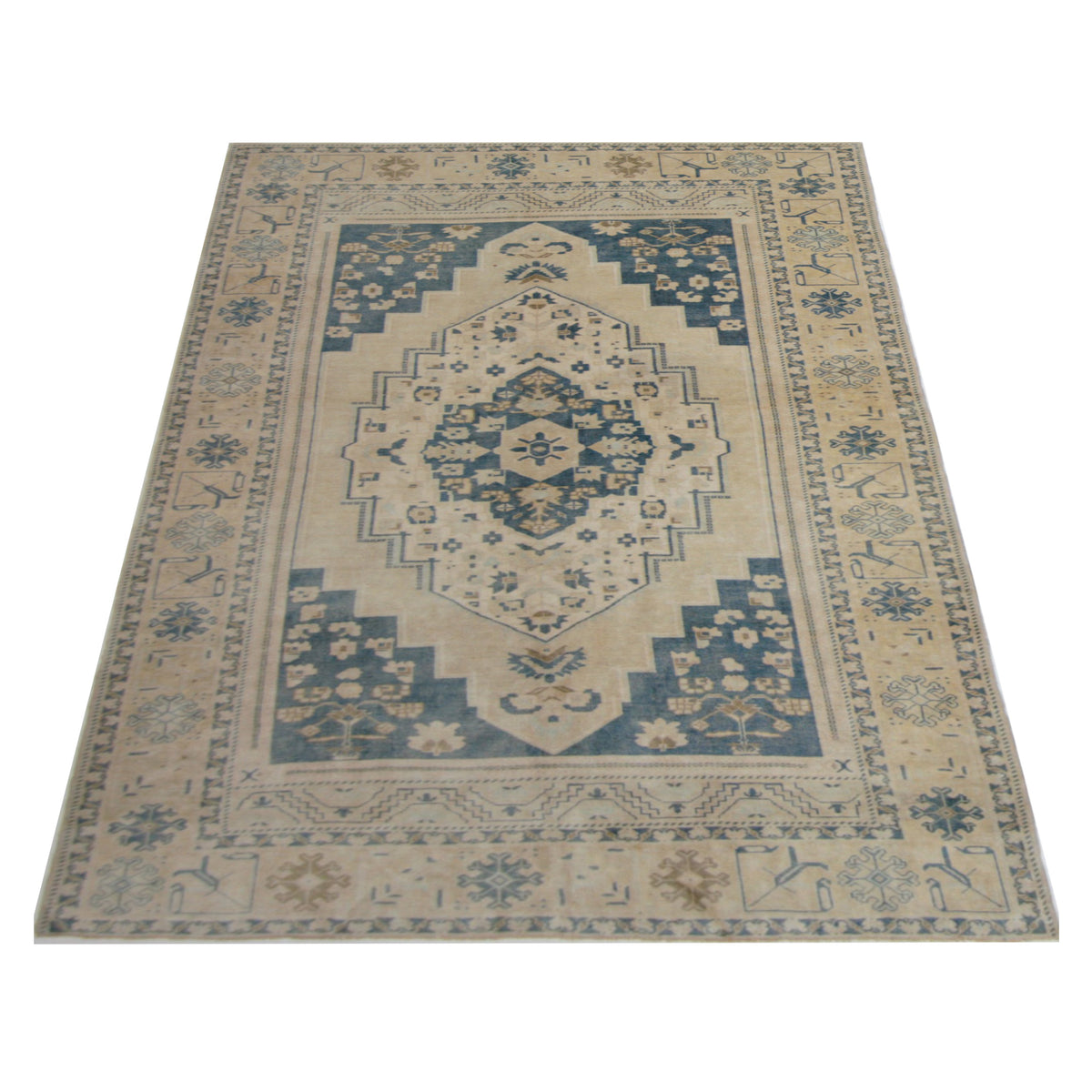 Pacific Anatolian 43265 Sand Blue Transitional Hand Knotted Rug