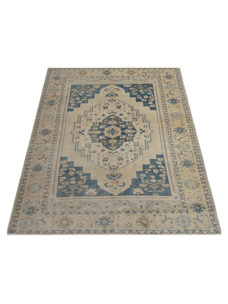 Pacific Anatolian 43265 Sand Blue Transitional Hand Knotted Rug