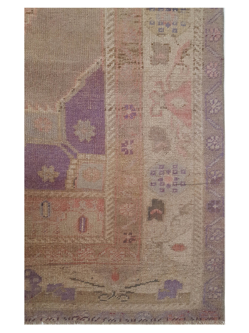 Pacific Antique Ushak 43273 Coral Beige Transitional Antique Rug