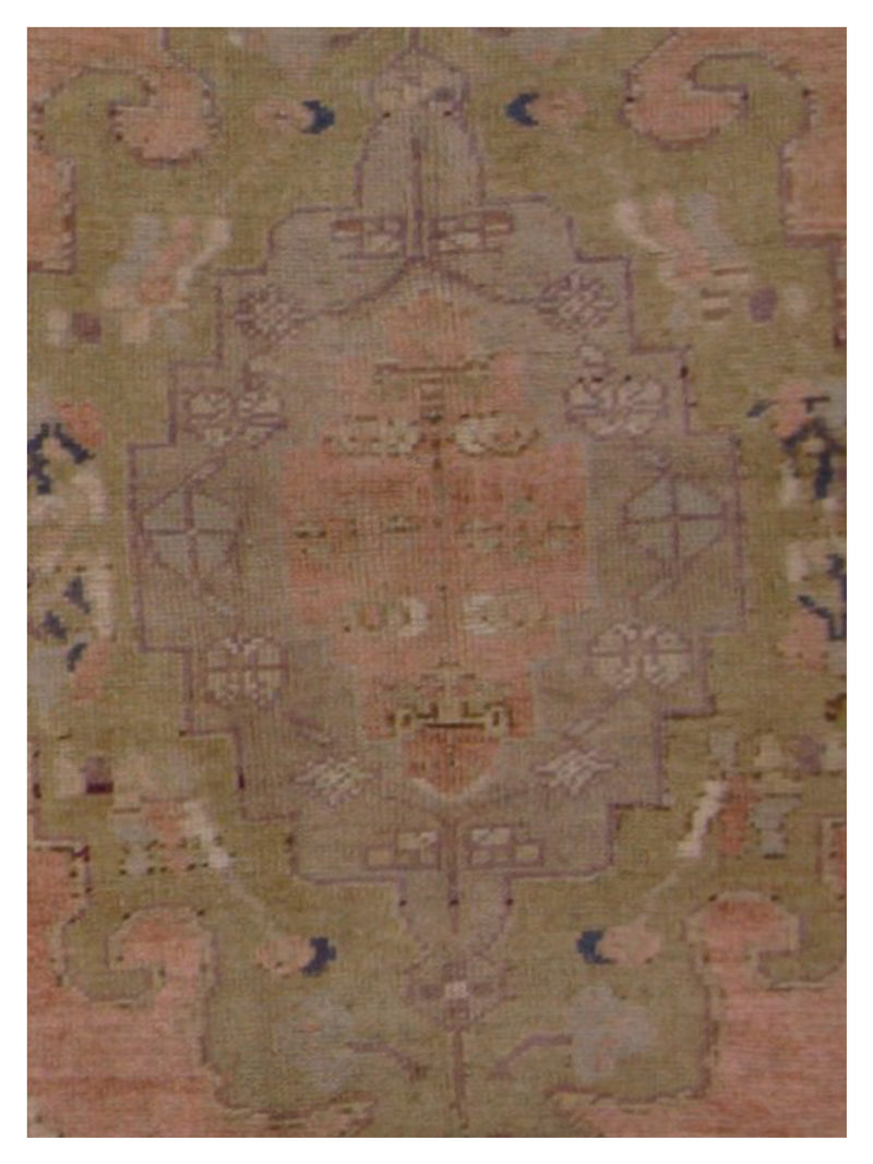 Pacific Antique Ushak 43273 Coral Beige Transitional Antique Rug