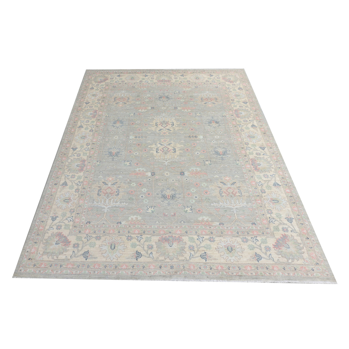 Pacific Ziegler Silk Route 43275 Grey Ivory Traditional Hand Knotted Rug