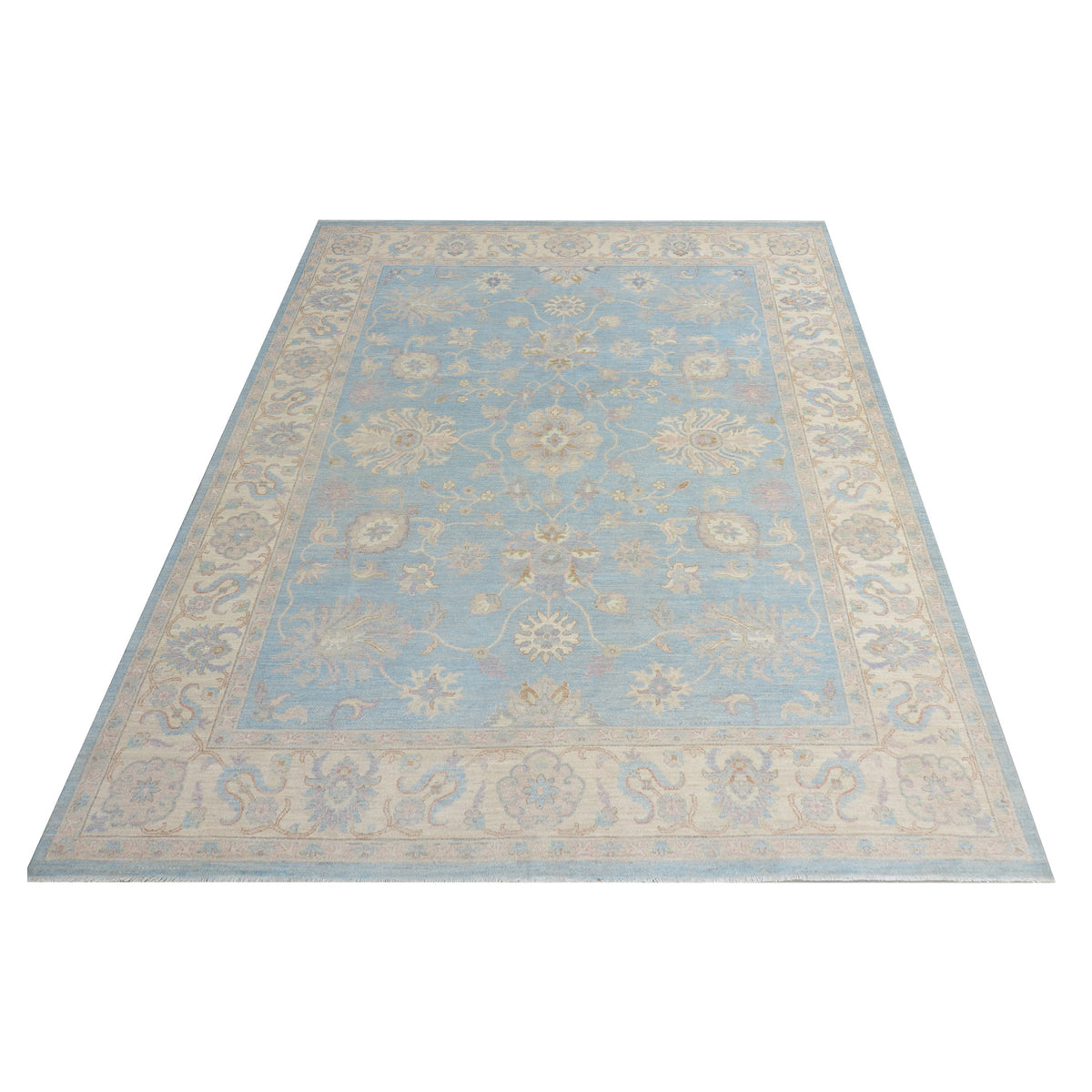 Pacific Ziegler 43276 Lt.Blue Ivory Traditional Hand Knotted Rug