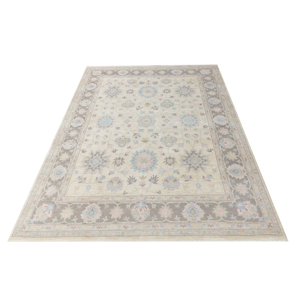 Pacific Ziegler 43286 Ivory Brown Traditional Hand Knotted Rug