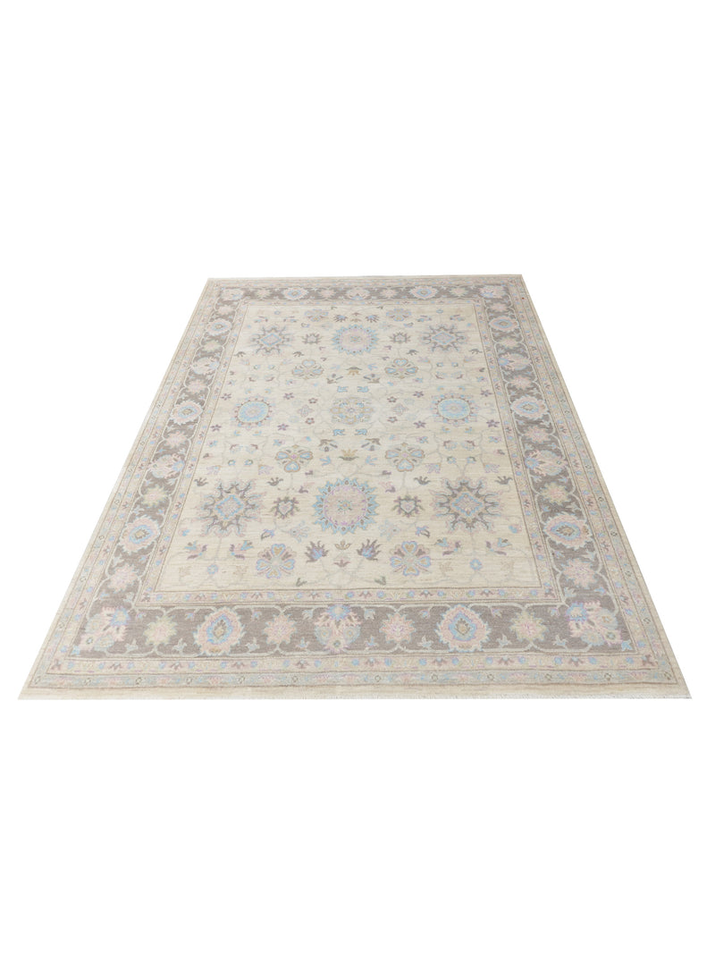Pacific Ziegler 43286 Ivory Brown Traditional Hand Knotted Rug