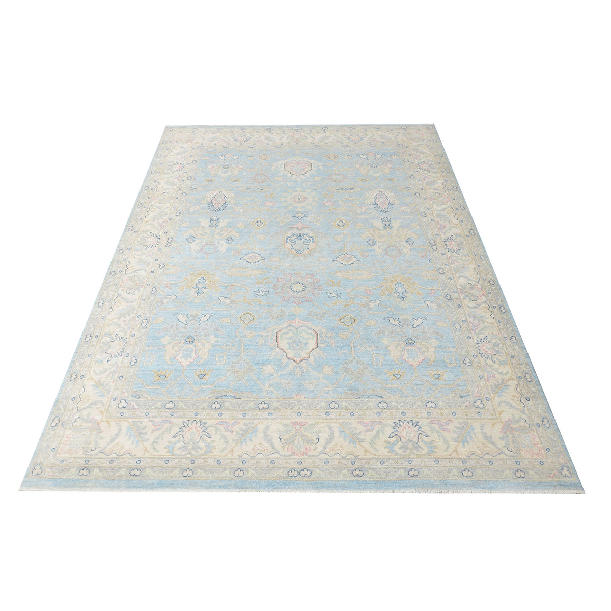 Pacific Ziegler 43288 Lt.Blue Ivory Traditional Hand Knotted Rug