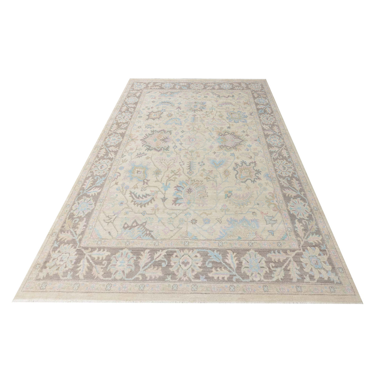 Pacific Ziegler 43289 Ivory Brown Traditional Hand Knotted Rug