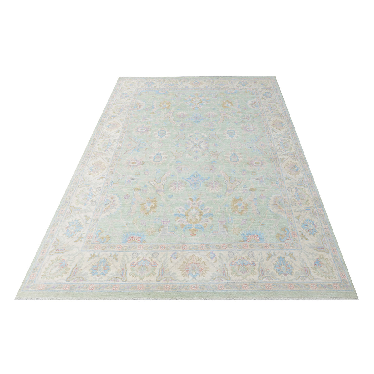 Pacific Ziegler 43296 Lt.Green Ivory Traditional Hand Knotted Rug