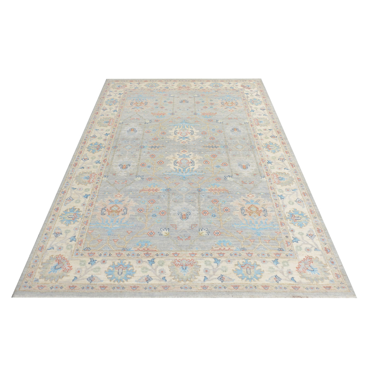 Pacific Ziegler Silk Route 43298 Grey Ivory Traditional Hand Knotted Rug
