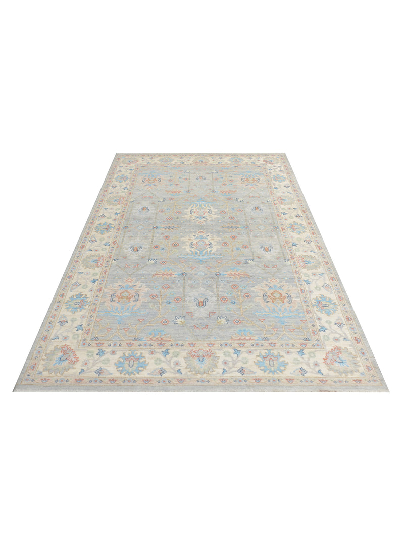 Pacific Ziegler Silk Route 43298 Grey Ivory Traditional Hand Knotted Rug