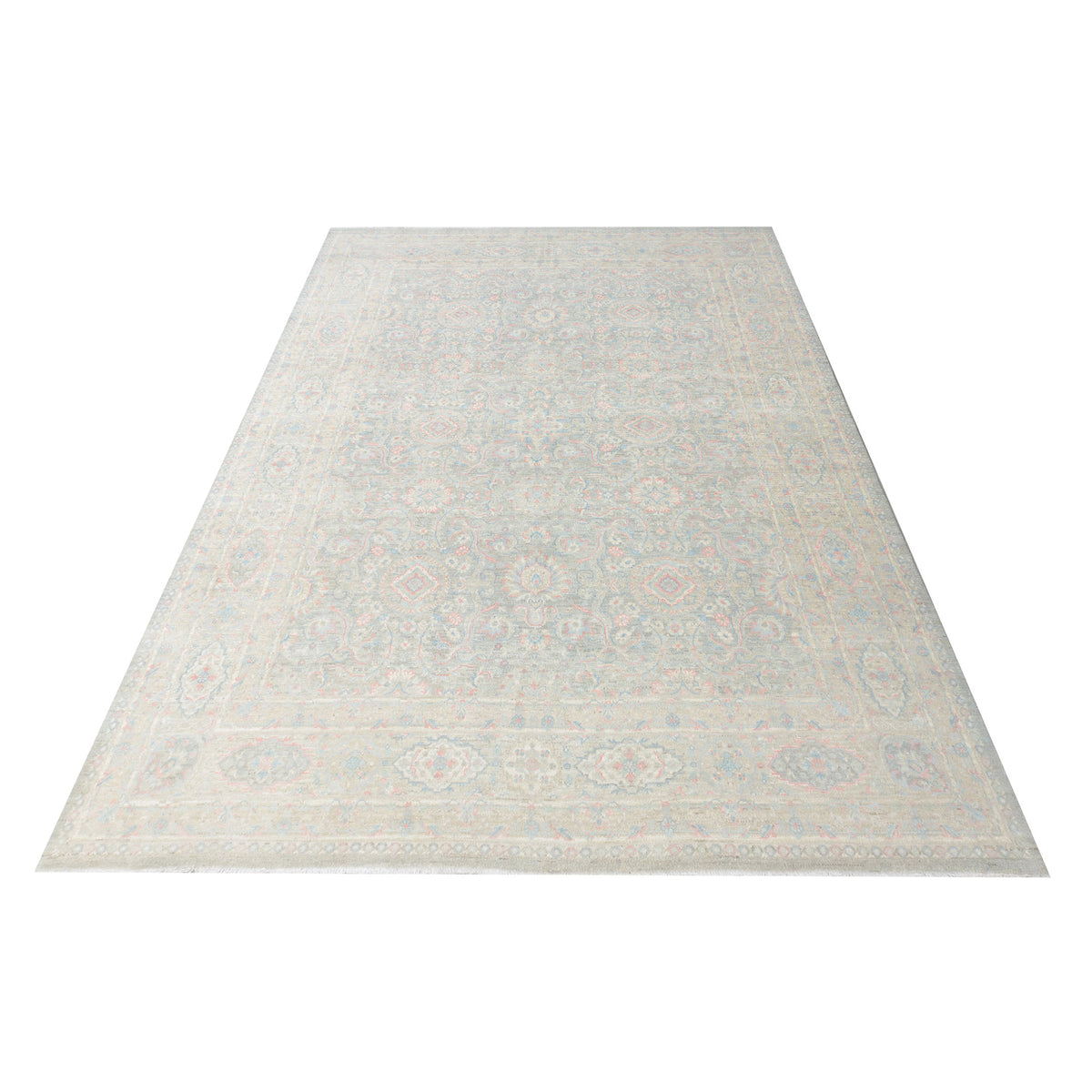 Pacific Ziegler Silk Route 43310 Grey Ivory Traditional Hand Knotted Rug