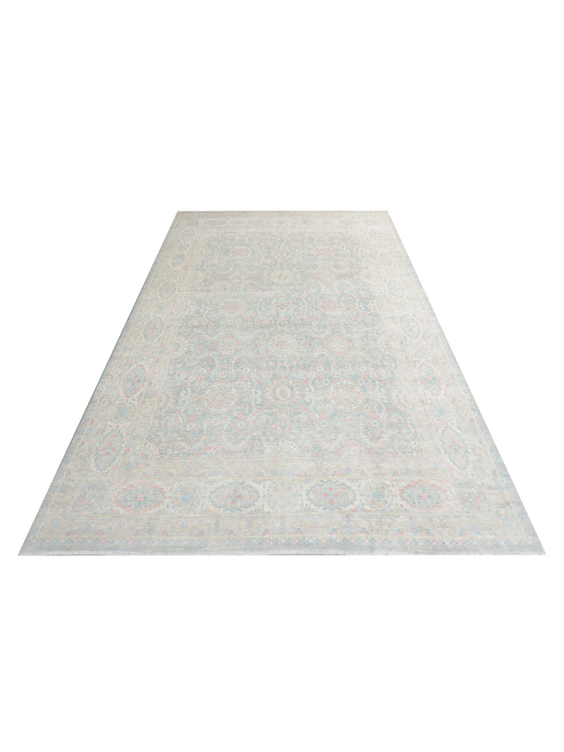 Pacific Ziegler Silk Route 43311 Grey Ivory Traditional Hand Knotted Rug