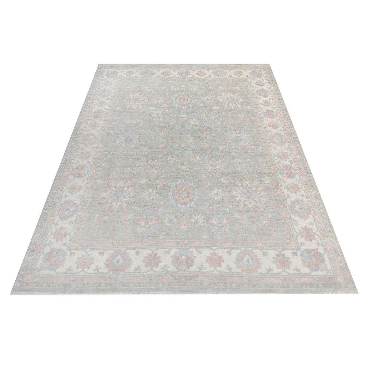 Pacific Ziegler Silk Route 43321 Lt.Grey Ivory Transitional Hand Knotted Rug