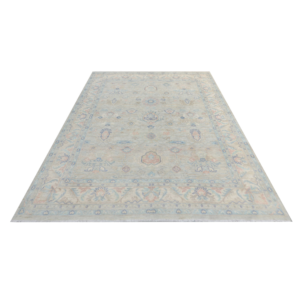 Pacific Ziegler Silk Route 43322 Lt.Grey Ivory Transitional Hand Knotted Rug