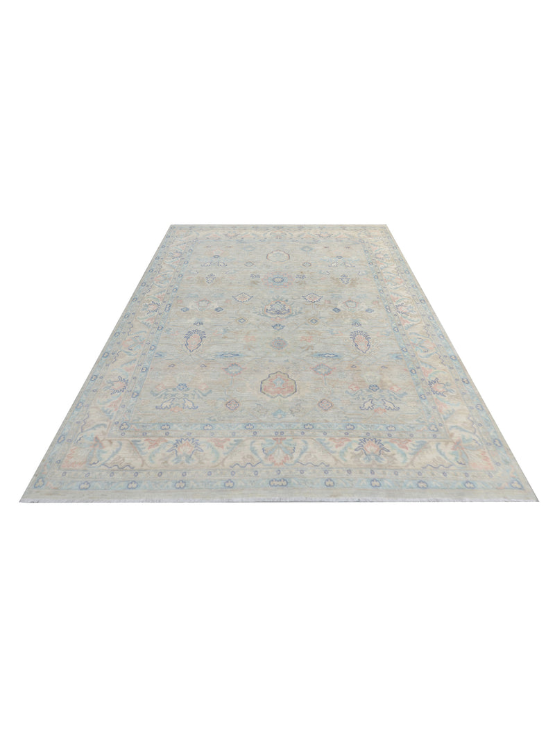 Pacific Ziegler Silk Route 43322 Lt.Grey Ivory Transitional Hand Knotted Rug