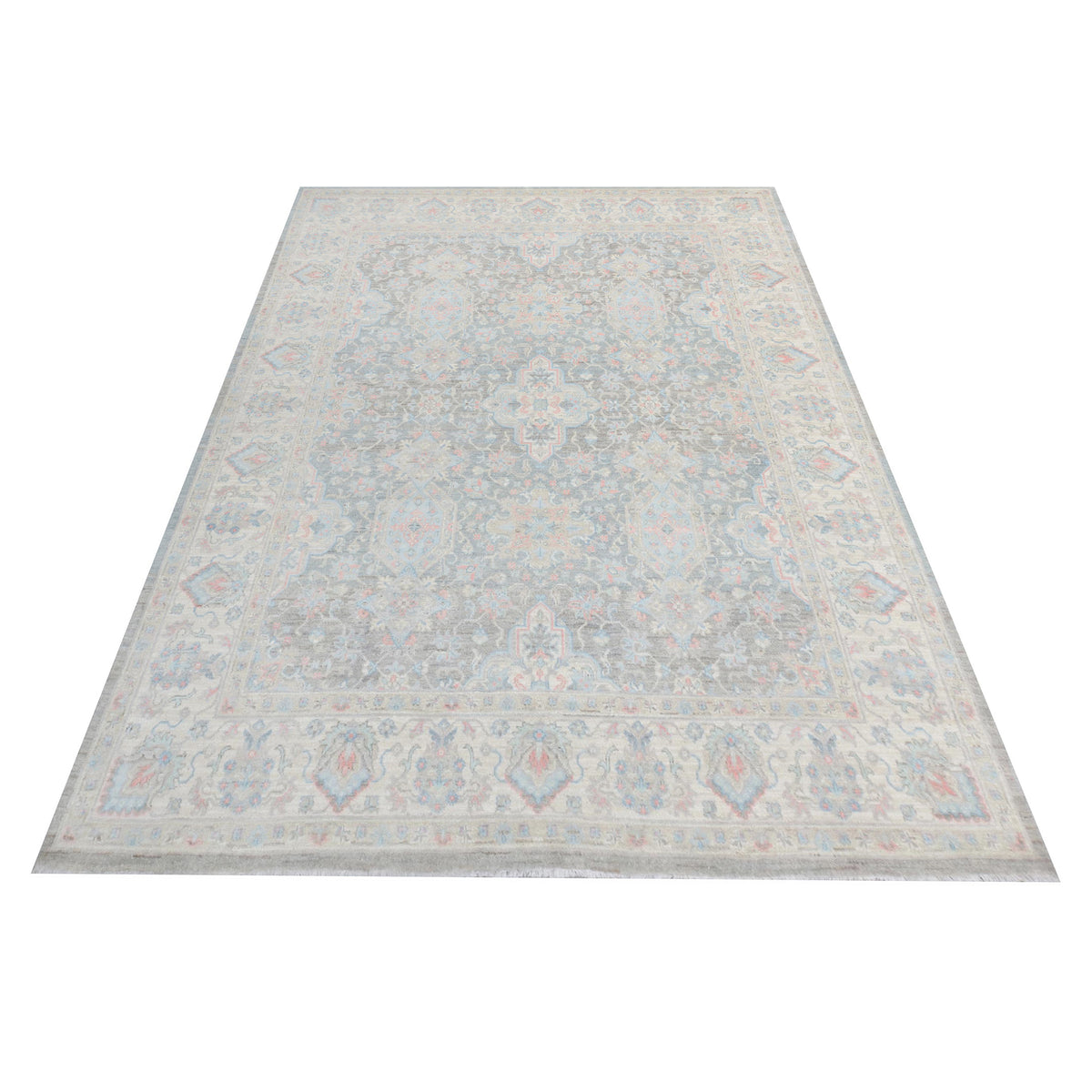 Pacific Ziegler Silk Route 43324 Teal Lt.Grey Transitional Hand Knotted Rug