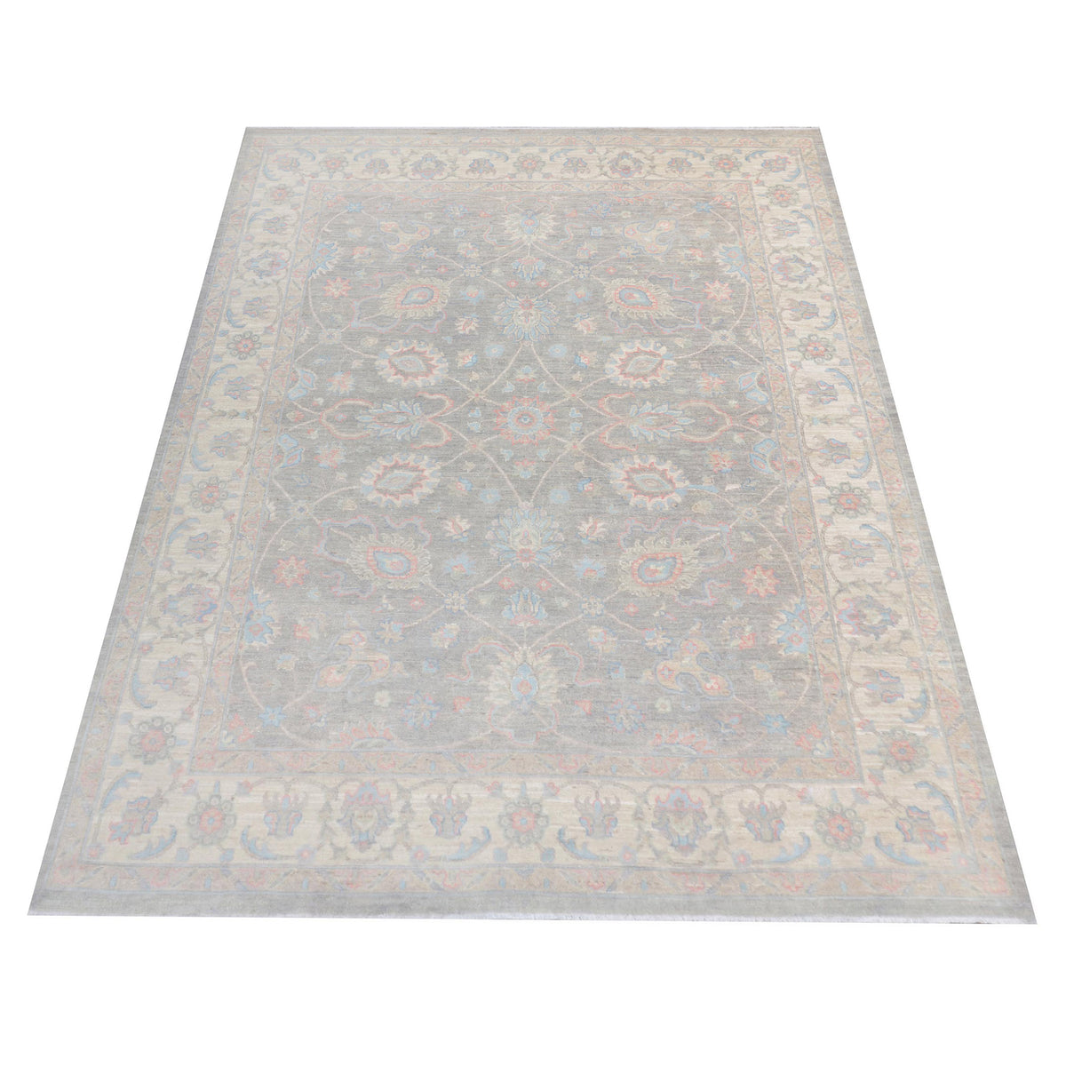 Pacific Ziegler Silk Route 43326 Grey Ivory Transitional Hand Knotted Rug