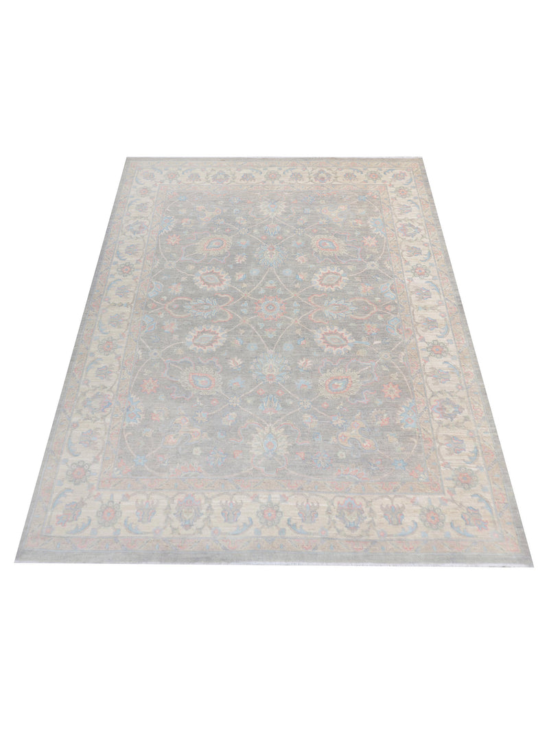 Pacific Ziegler Silk Route 43326 Grey Ivory Transitional Hand Knotted Rug