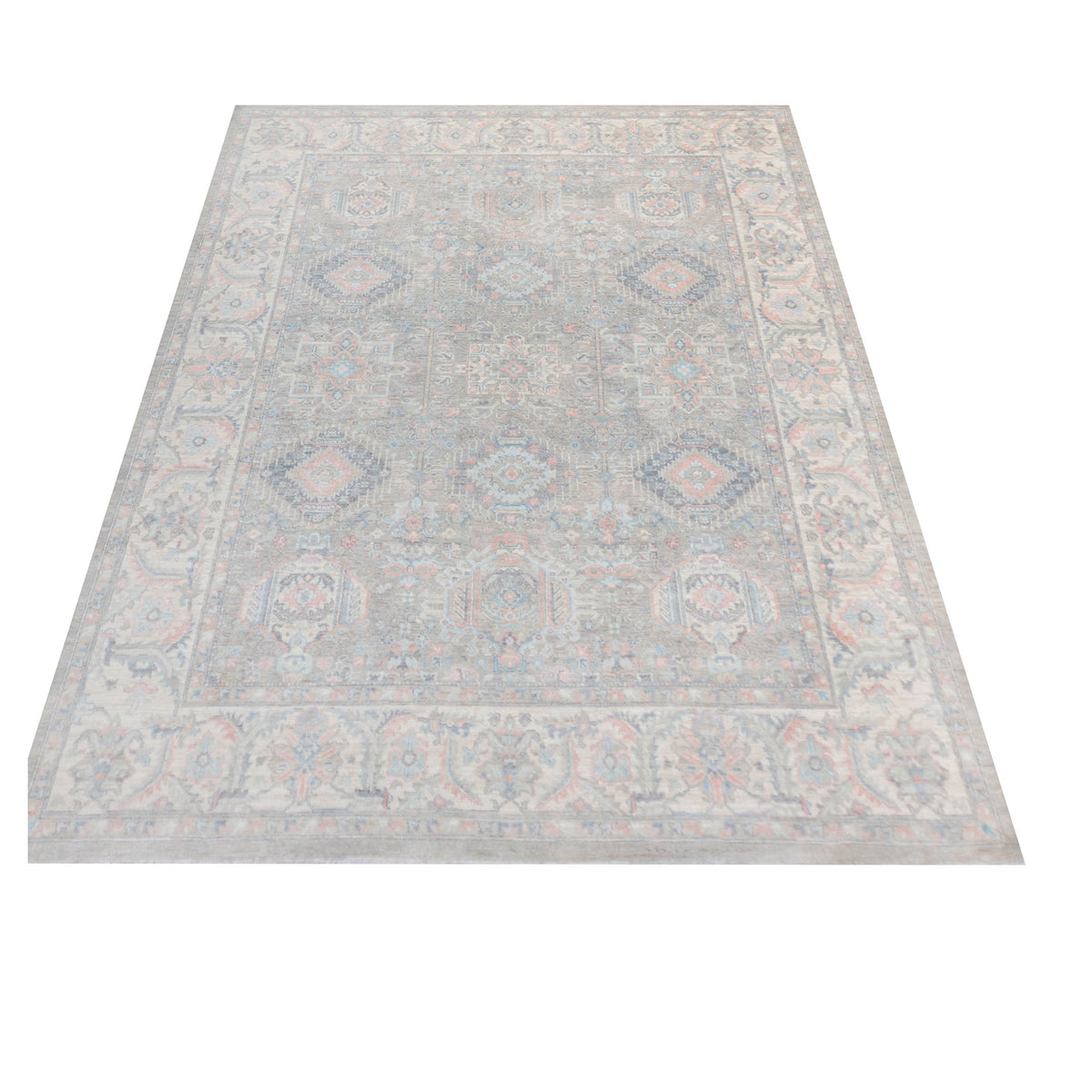 Pacific Ziegler Silk Route 43327 Grey Ivory Transitional Hand Knotted Rug