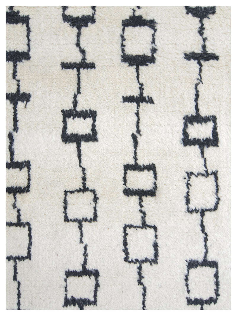 Pacific Moroccan MC-43330 Ivory Black Transitional Hand Knotted Rug