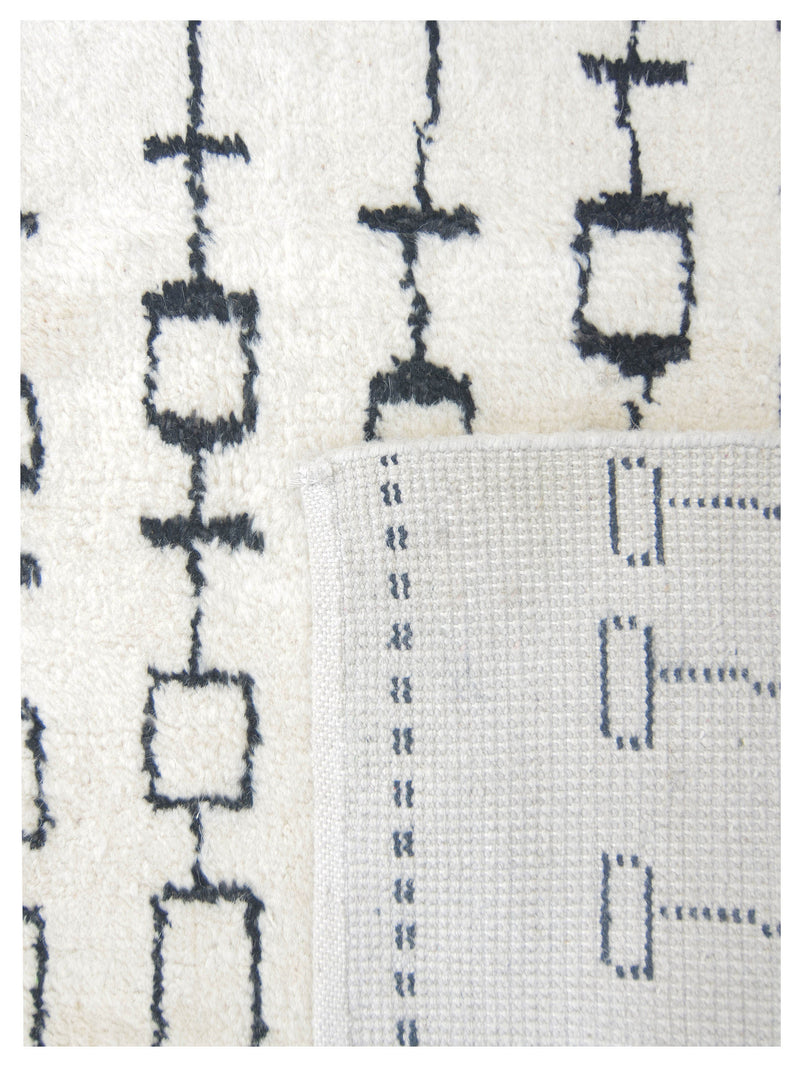 Pacific Moroccan MC-43330 Ivory Black Transitional Hand Knotted Rug