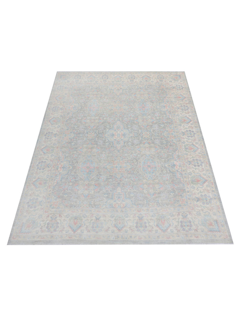 Pacific Ziegler Silk Route 43329 Lt.Grey Ivory Transitional Hand Knotted Rug