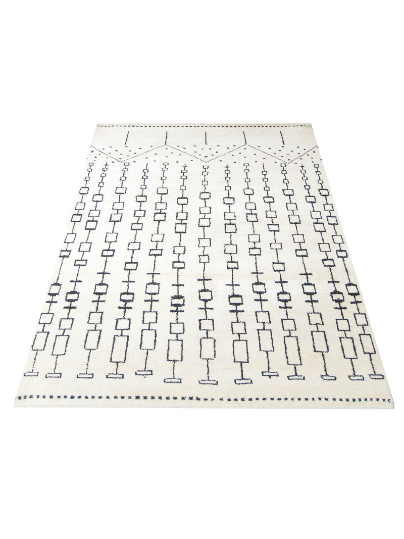 Pacific Moroccan MC-43330 Ivory Black Transitional Hand Knotted Rug