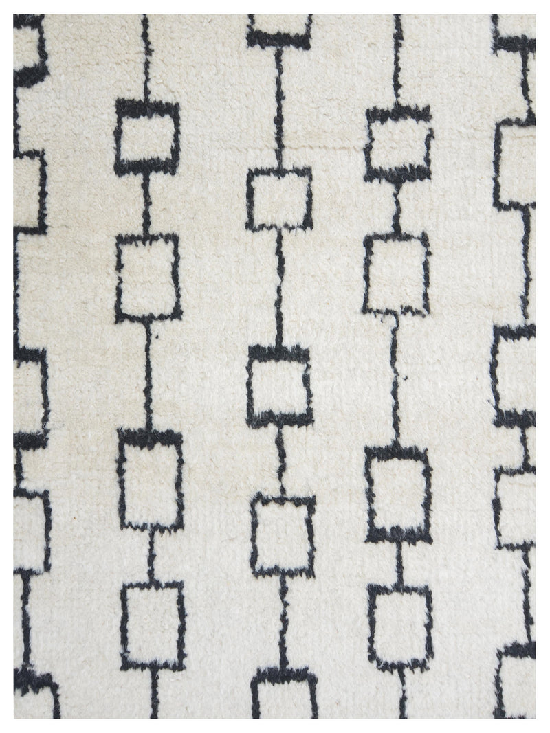 Pacific Moroccan MC-43330 Ivory Black Transitional Hand Knotted Rug
