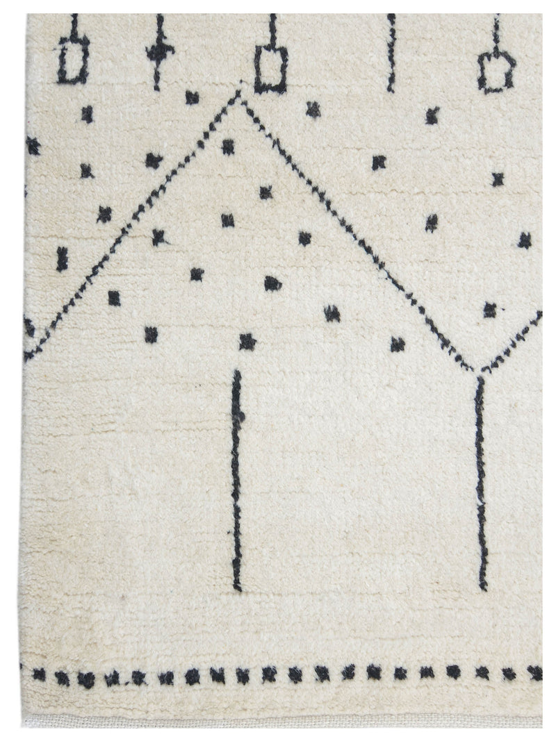Pacific Moroccan MC-43330 Ivory Black Transitional Hand Knotted Rug