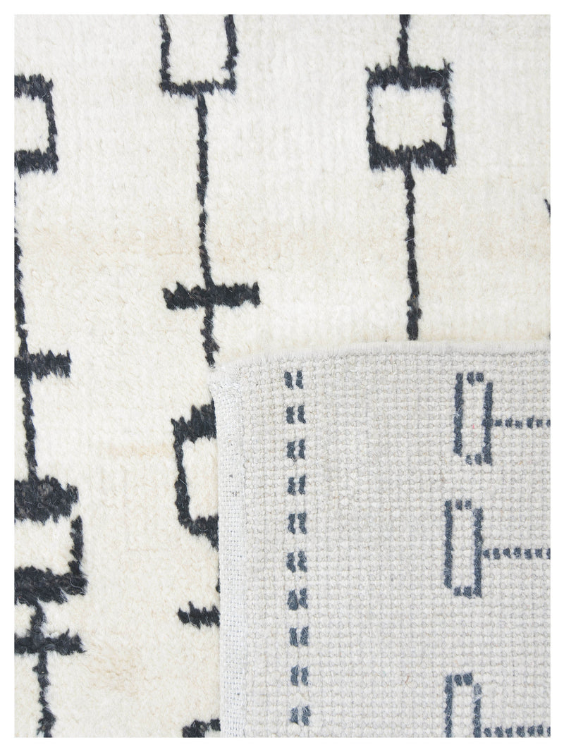 Pacific Moroccan MC-43330 Ivory Black Transitional Hand Knotted Rug