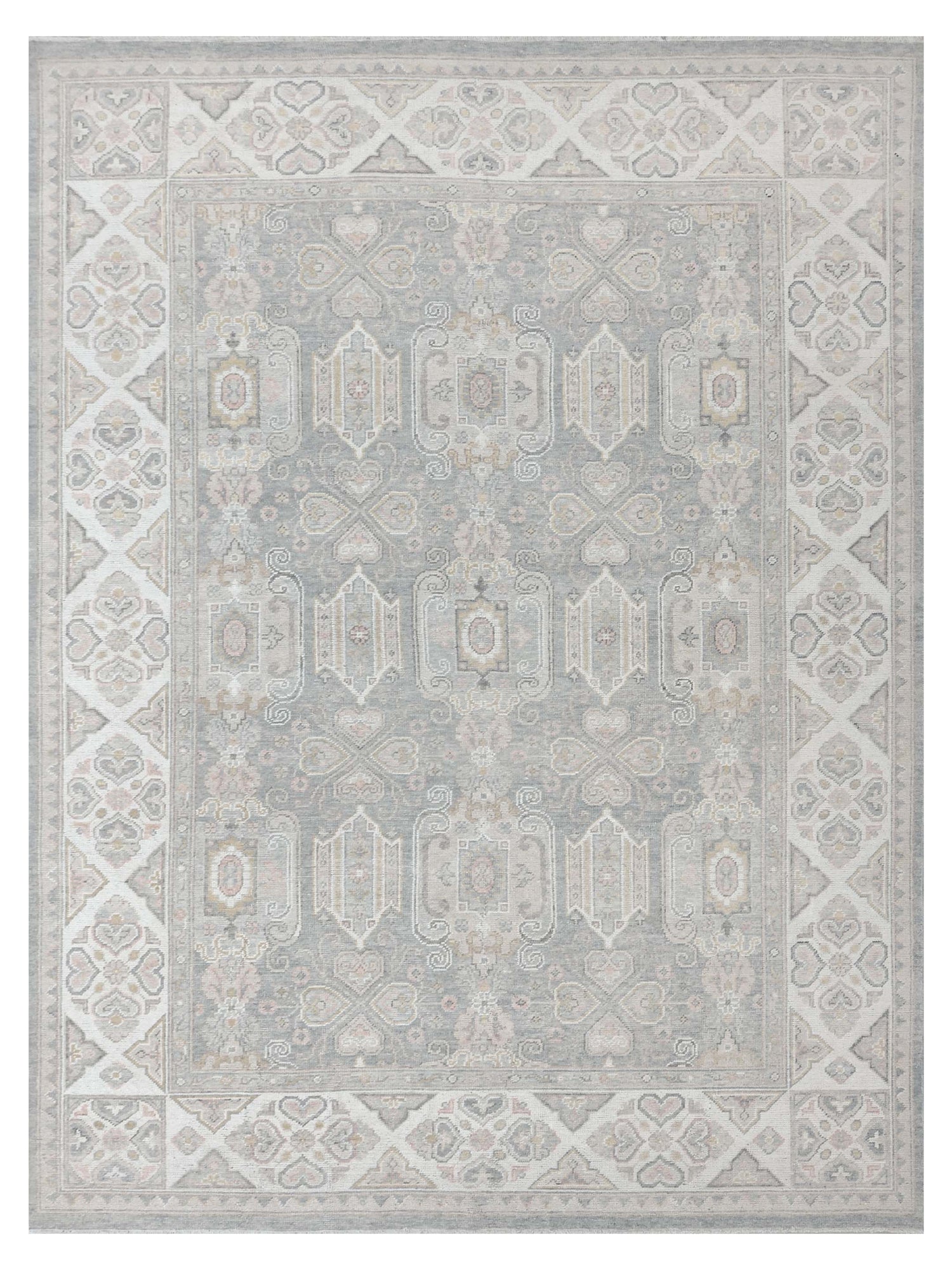 Pacific Ushak 43335 Grey Beige Transitional Hand Knotted Rug