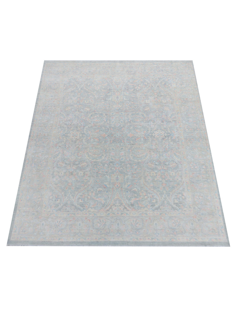 Pacific Ziegler Silk Route 43338 Grey Grey Transitional Hand Knotted Rug