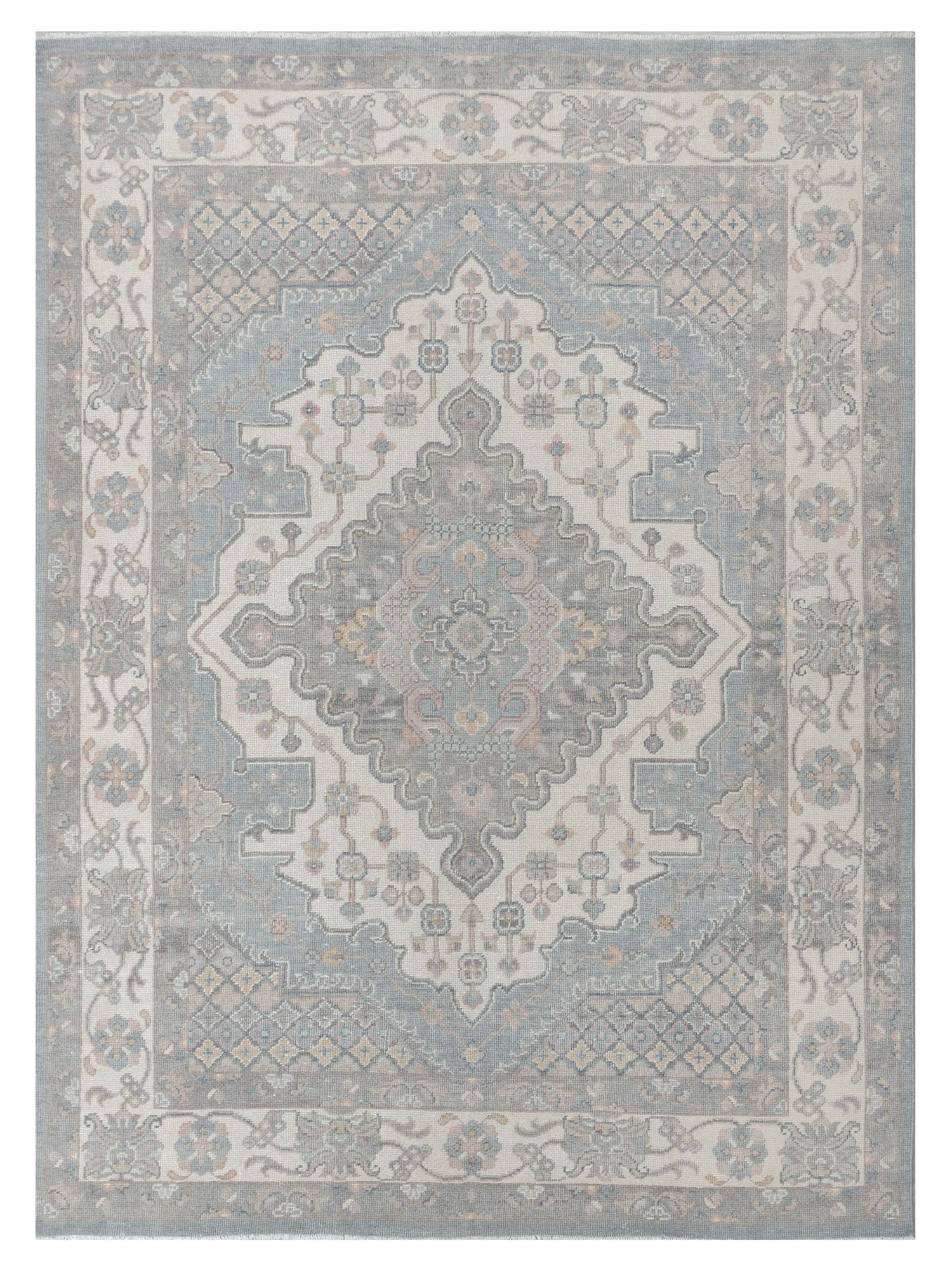 Pacific Ushak 43341 Blue Ivory Transitional Hand Knotted Rug