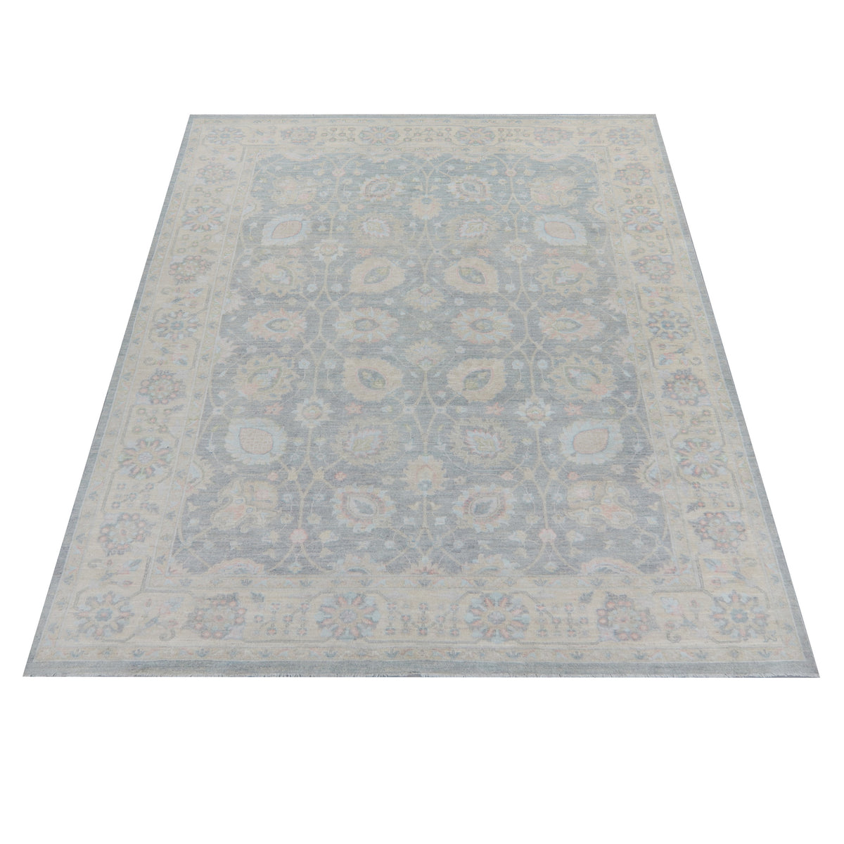 Pacific Ziegler Silk Route 43343 Grey Ivory Transitional Hand Knotted Rug