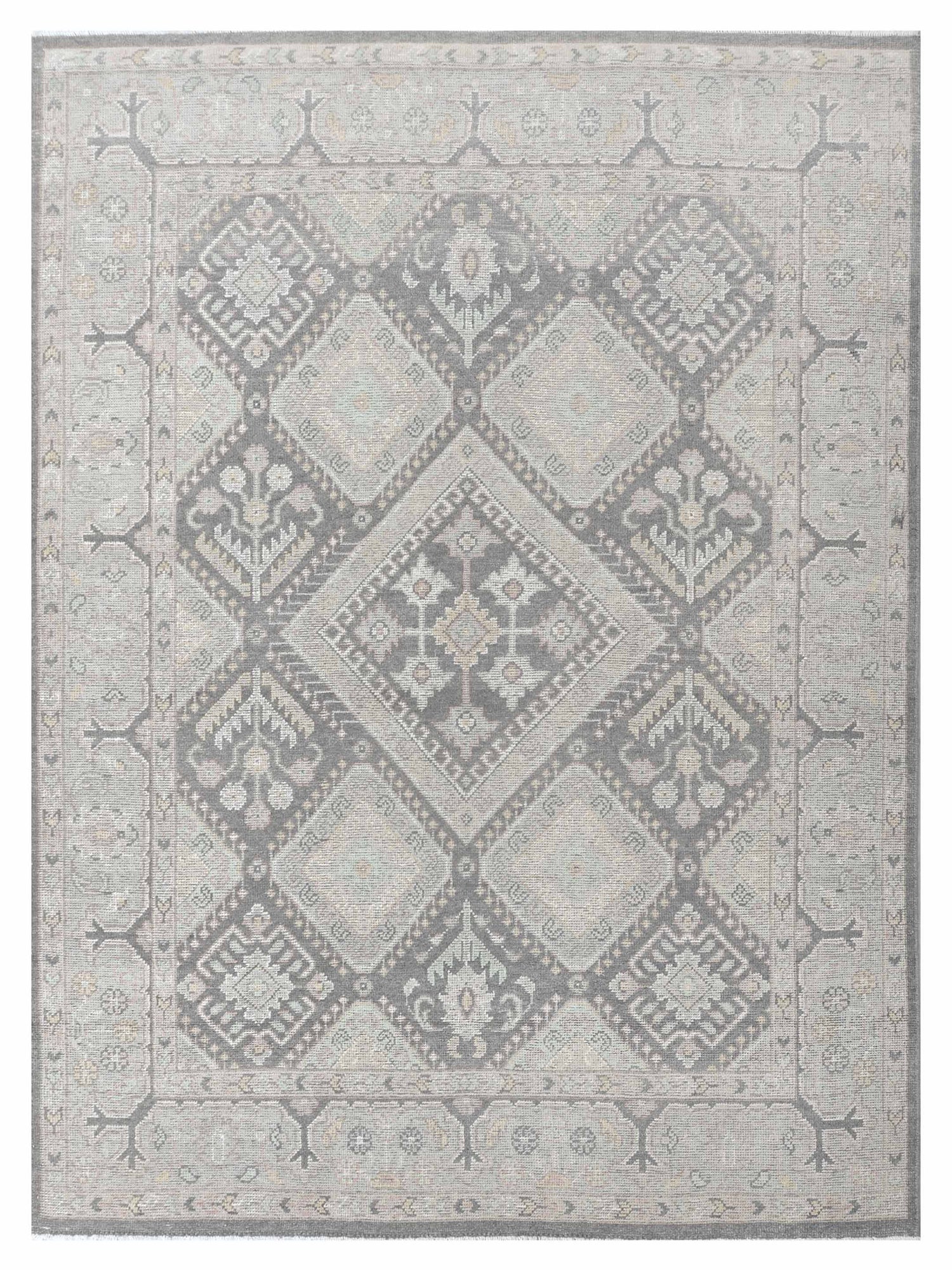 Pacific Ushak 43344 Grey Ivory Transitional Hand Knotted Rug