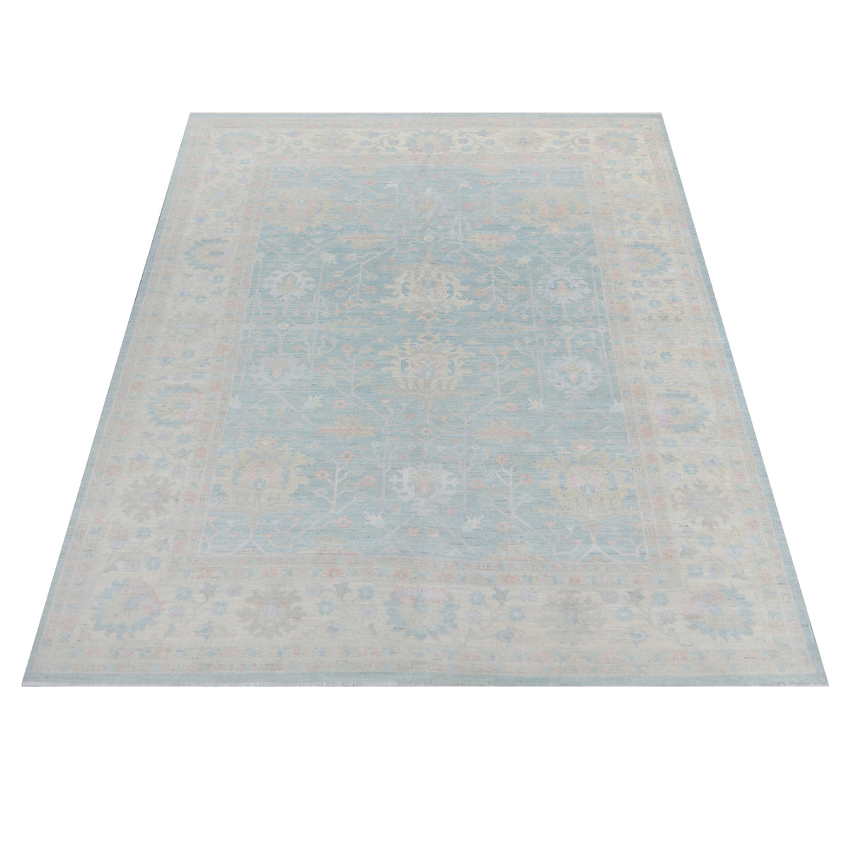 Pacific Ziegler Silk Route 43346 Sky Blue Ivory Transitional Hand Knotted Rug