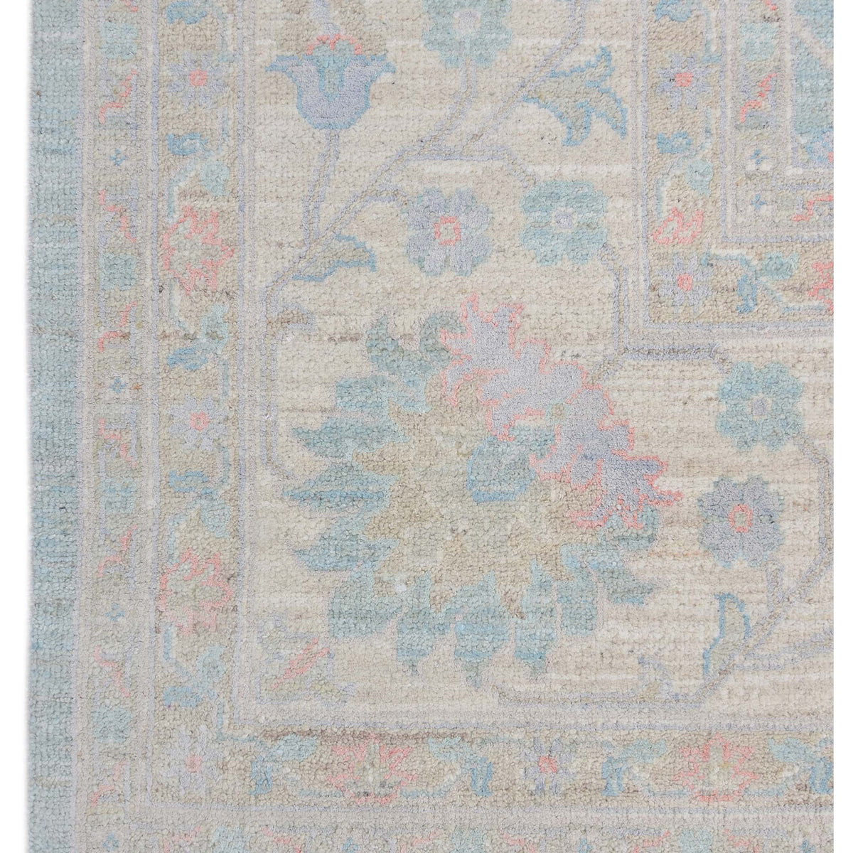 Pacific Ziegler Silk Route 43346 Sky Blue Ivory Transitional Hand Knotted Rug