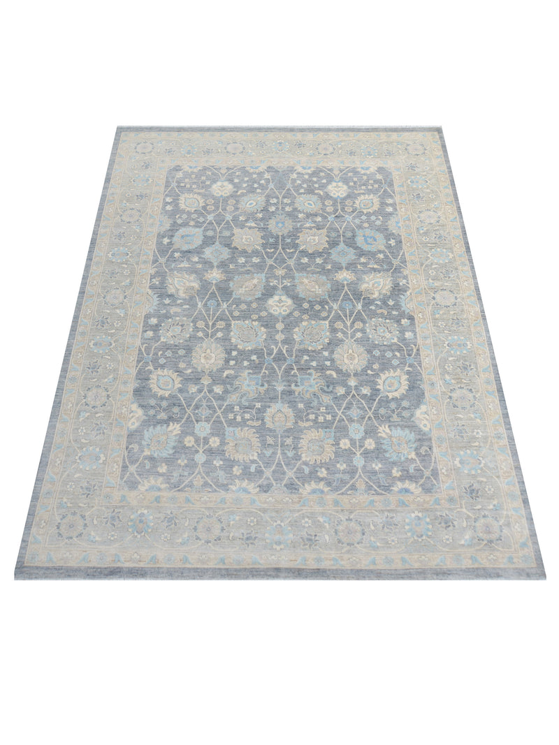 Pacific Ziegler Silk Route 43349 D.Grey Lt.Grey Transitional Hand Knotted Rug
